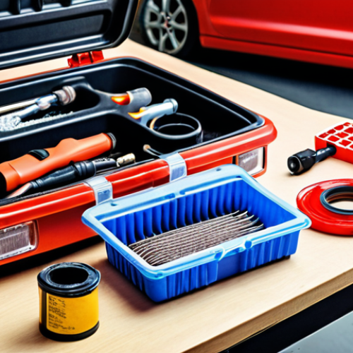 Home 7 **A well-organized garage or home workspace with car maintenance tools neatly arranged on a workbench. A person is performing a simple maintenance task on their car, such as checking fluid levels or changing an air filter. The scene should convey a sense of empowerment and efficiency in car maintenance.**
