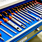 설비 보수에 필요한 공구 및 장비 정리 - **Prompt:** A meticulously organized and brightly lit maintenance workshop, emphasizing intelligent ...