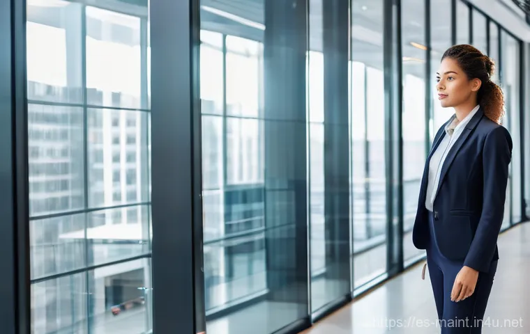 설비 보수 전공과목 선택 가이드 - **Prompt:** A diverse, young adult female engineer in a modern, well-lit smart building lobby. She i...