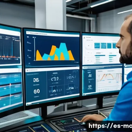 설비 고장 예방을 위한 데이터 수집 기법 - A high-tech industrial control room in a modern manufacturing plant located in Spain, featuring engi...