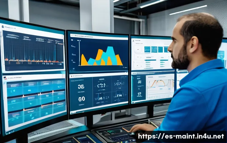 설비 고장 예방을 위한 데이터 수집 기법 - A high-tech industrial control room in a modern manufacturing plant located in Spain, featuring engi...