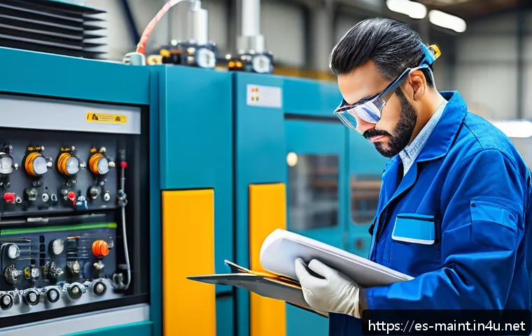 설비 유지보수 엔지니어의 커리어 패스 - A skilled industrial maintenance engineer in a modern factory workshop, wearing protective workwear ...