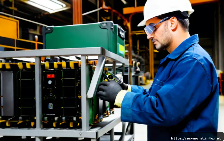 설비 유지보수 직무와 관련된 해외 자격증 - Photorealistic industrial maintenance technician in a clean Spanish manufacturing plant, wearing nav...